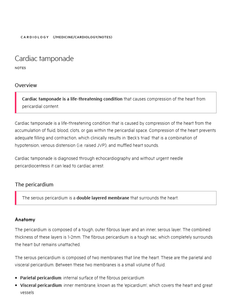 Understanding Cardiac Tamponade | PDF | Heart | Diastole