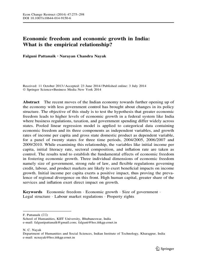 Economic Freedom and Economic Growth in | PDF | Economic Growth | Inflation