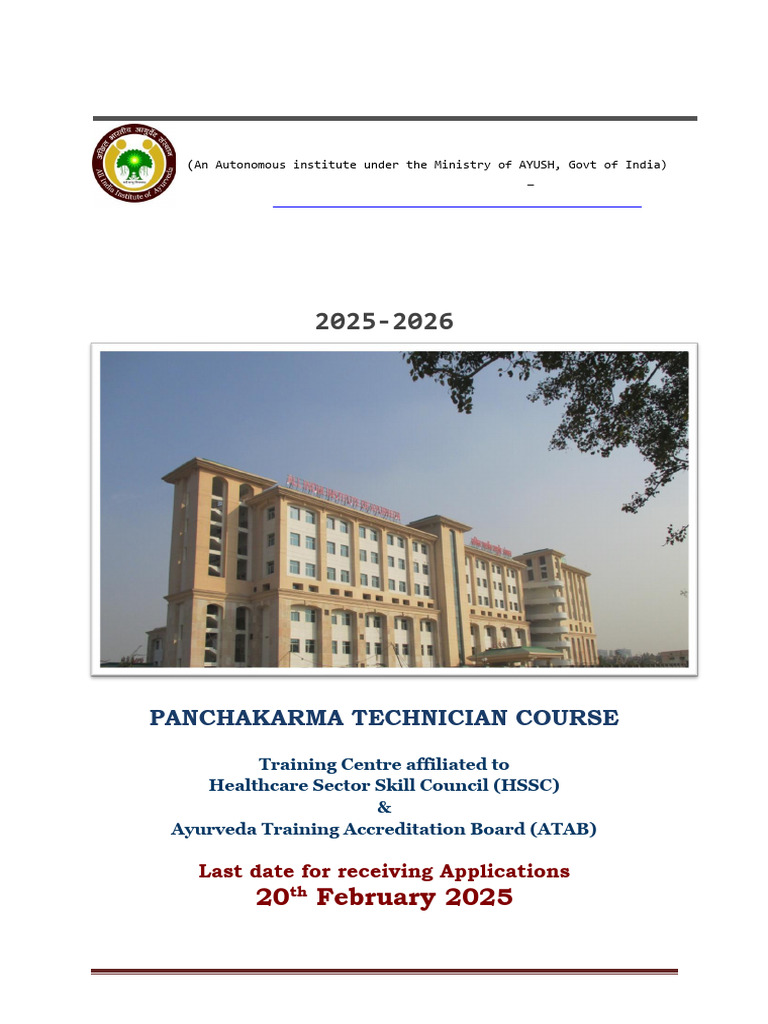 Panchakarma Technician Course 2025 | PDF | Ayurveda | University And ...