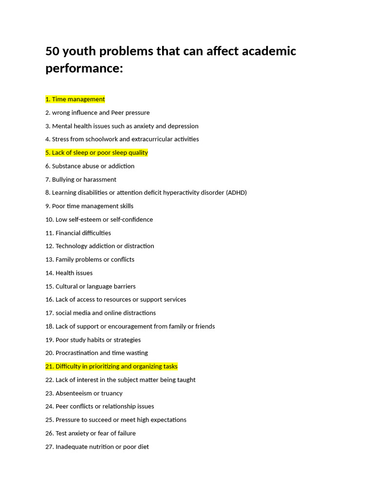 Youth Challenges Impacting Academics | PDF | Mental Disorder | Mental ...