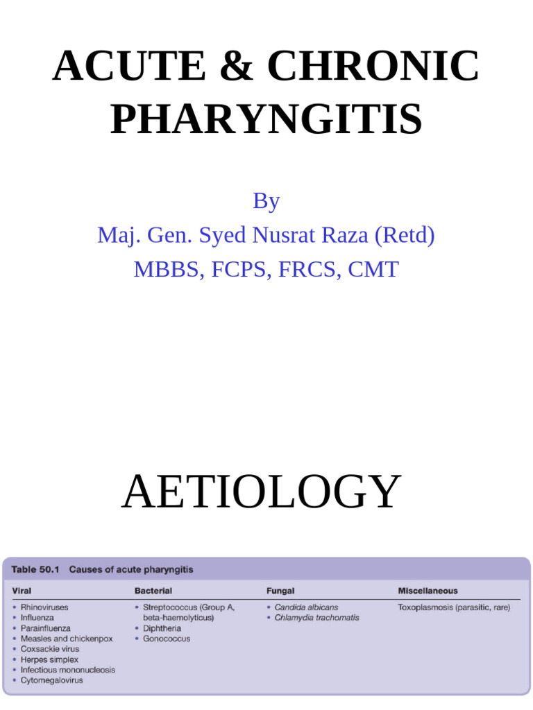 Acute & Chronic Pharyngitis Guide | PDF