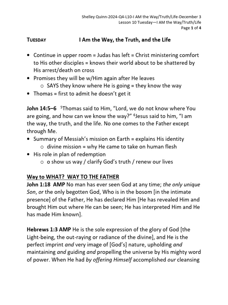 I AM the Way, Truth, and Life Explained | PDF | God The Father | Gospel ...