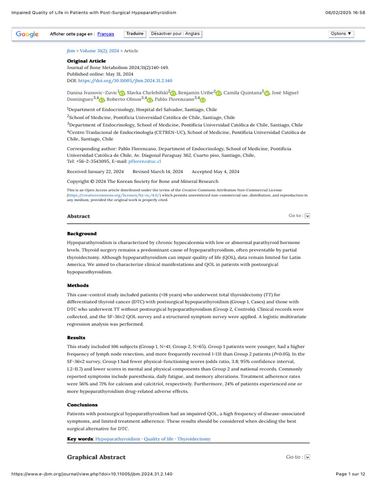 Impaired Quality of Life in Patients With Post-Surgical ...