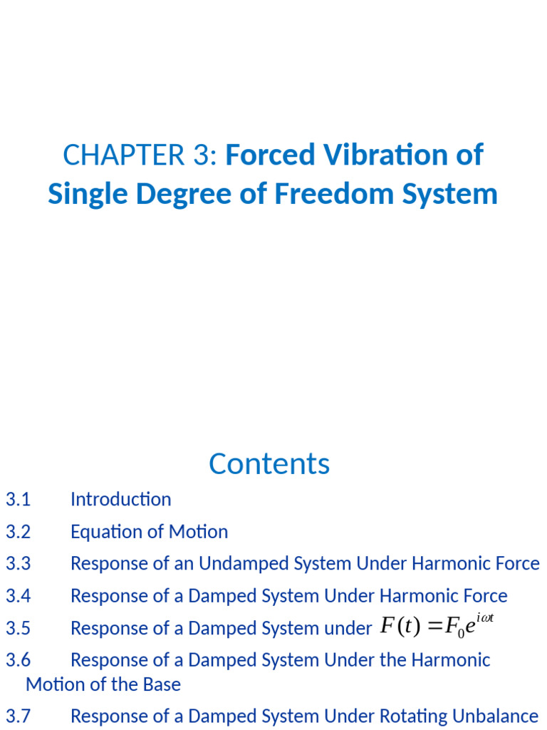 CHAPTER 3 Forced Vibration of Single Degree of Freedom System | PDF ...
