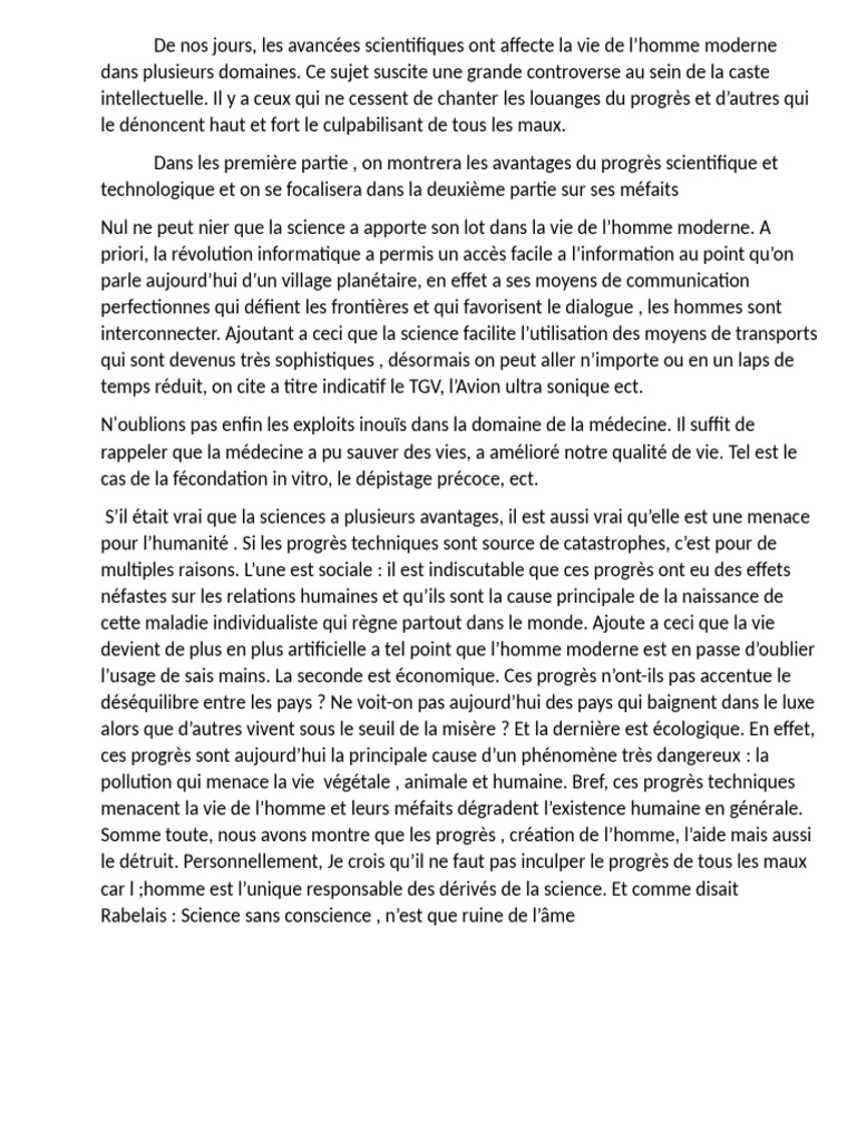 Progrès scientifiques : bienfaits et dangers | PDF | Science