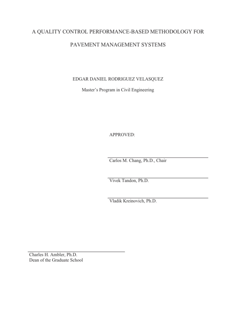 A Quality Control Performance-Based Methodology For Pavement Management ...