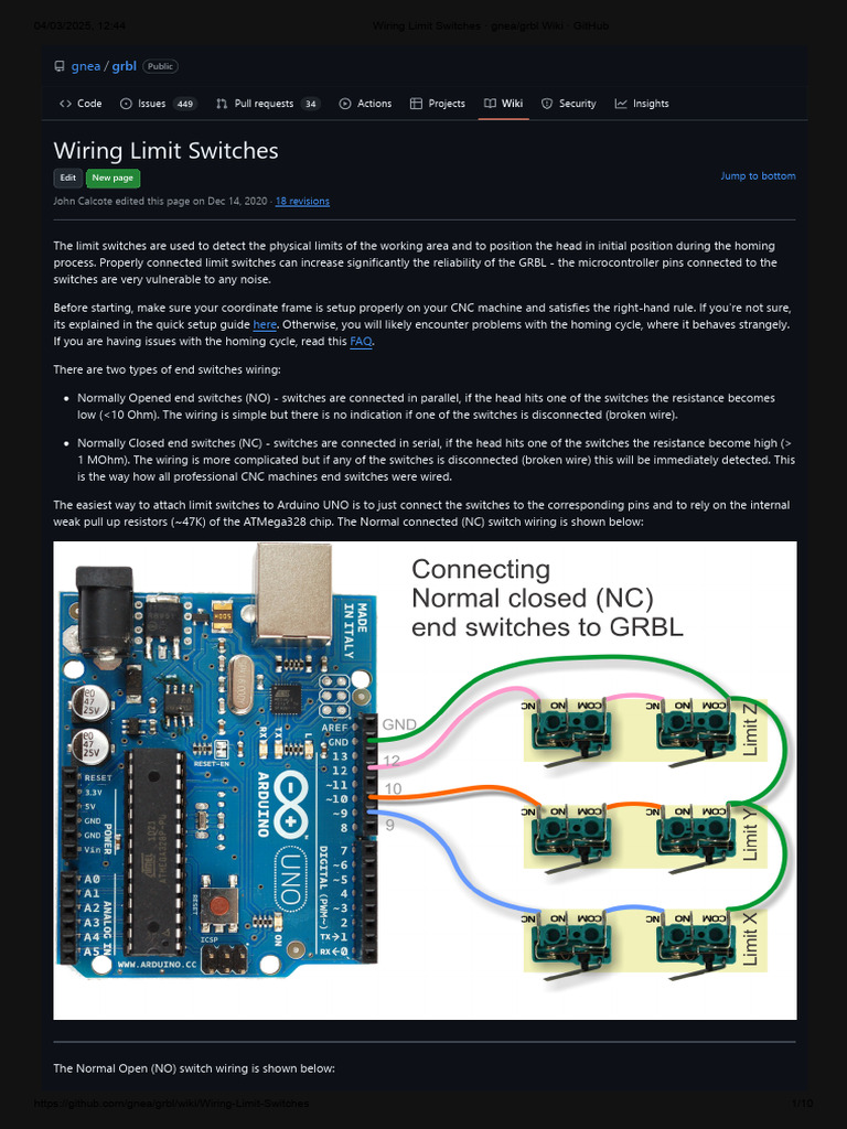 Wiring Limit Switches · gnea_grbl Wiki · GitHub | PDF | Printed Circuit ...