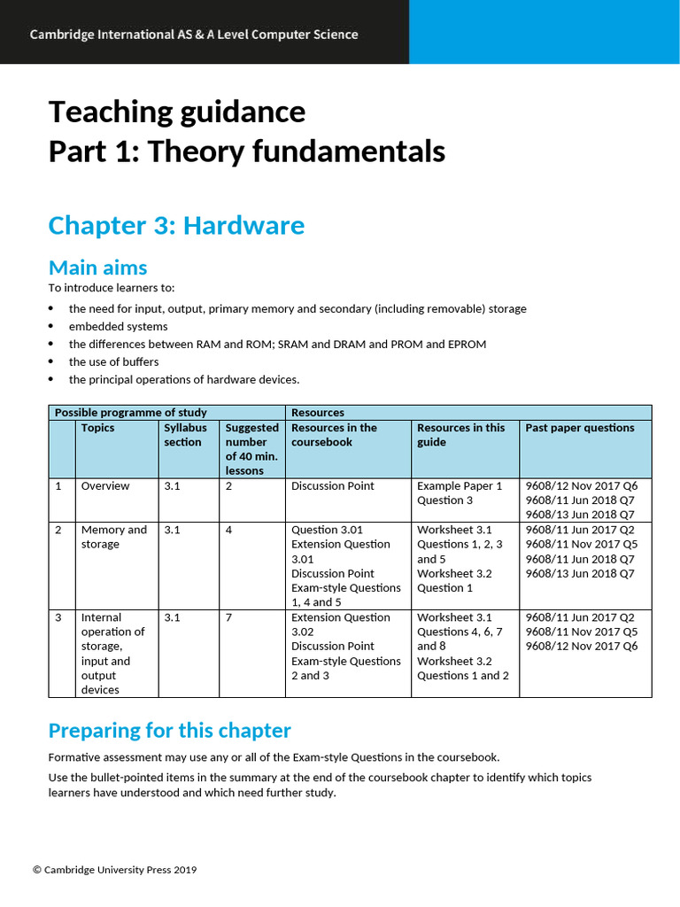 Chapter 3 Teaching Guidance | PDF | Computer Data Storage | Random ...