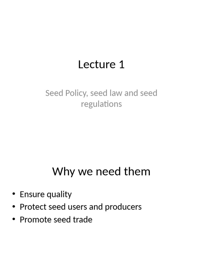 Seed Policy and Regulation Overview | PDF | Policy | Economies