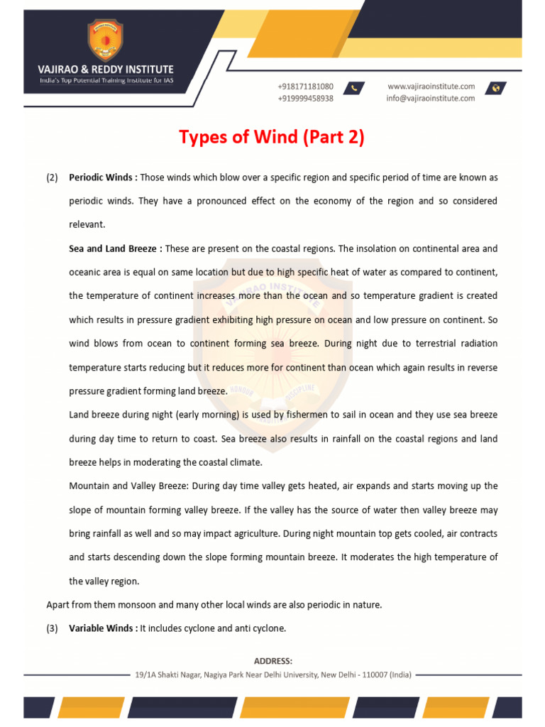 Two Types of Local Winds Explained | PDF | Wound | Oceans