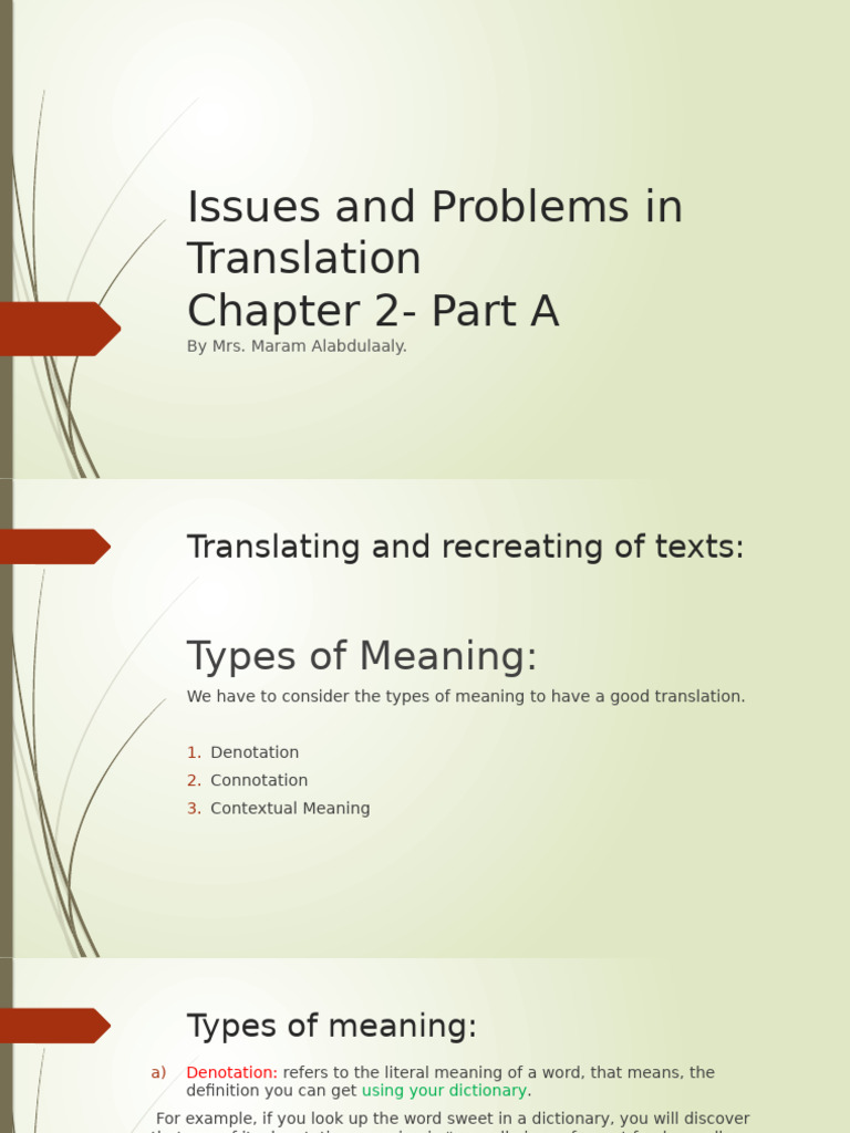 Issues and Problems in Translation Lecture - 2A - New - cVFeaa6 | PDF ...