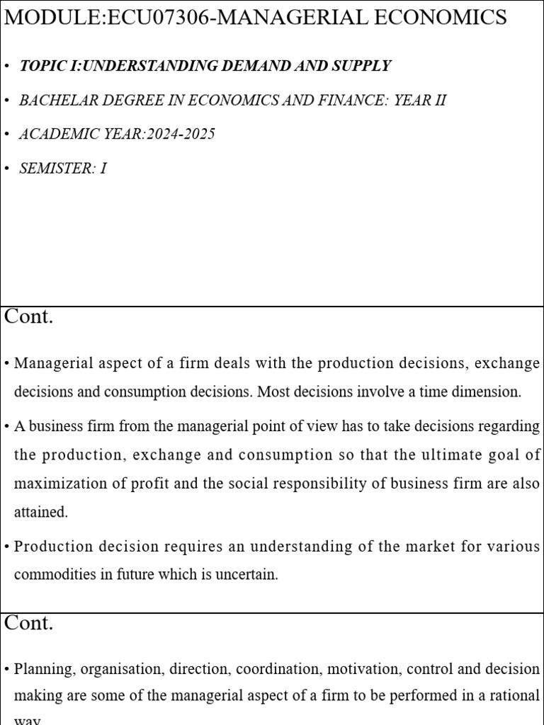 Managerial Economics: Demand & Supply Insights | PDF | Demand | Demand ...