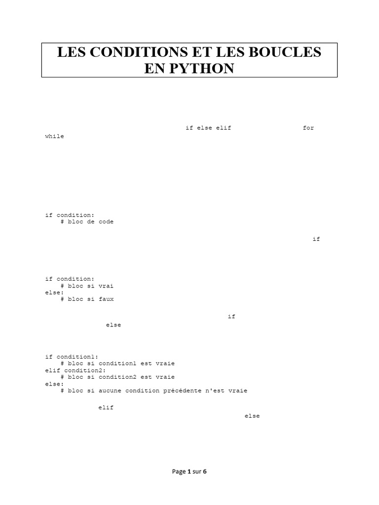 Conditions et Boucles en Python | PDF | Structure de contrôle ...