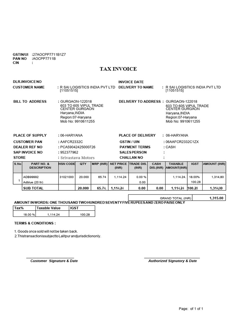Adblue HSN Code for India | PDF | Taxation | Economy Of India
