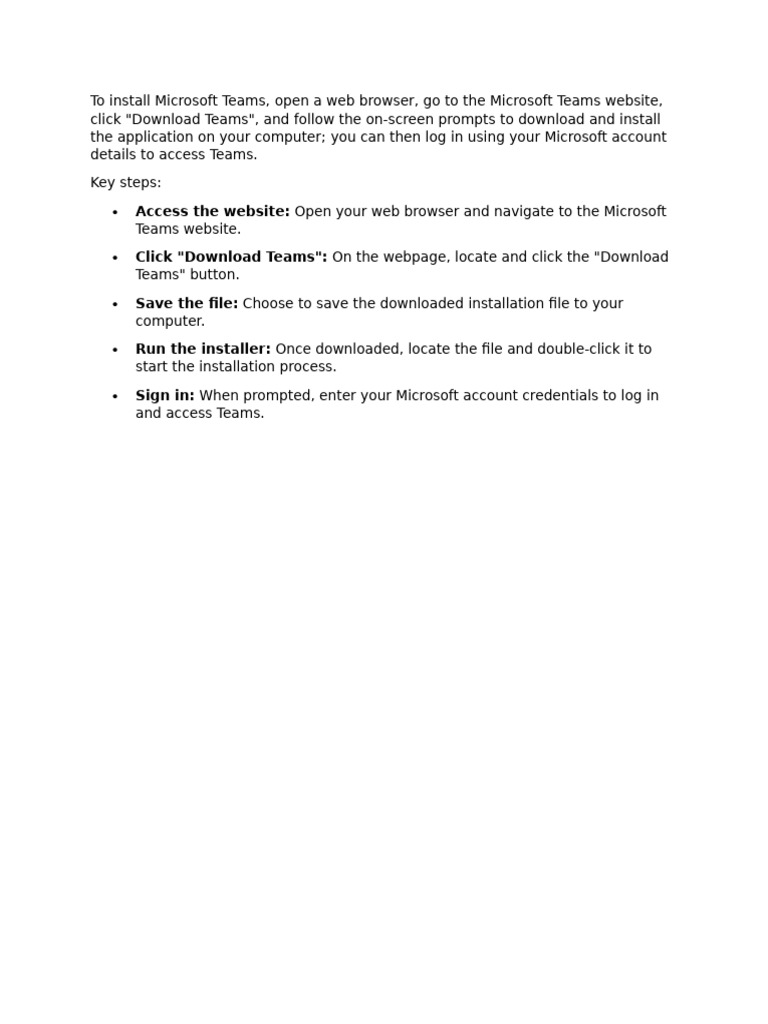 Install Microsoft Teams Guide | PDF