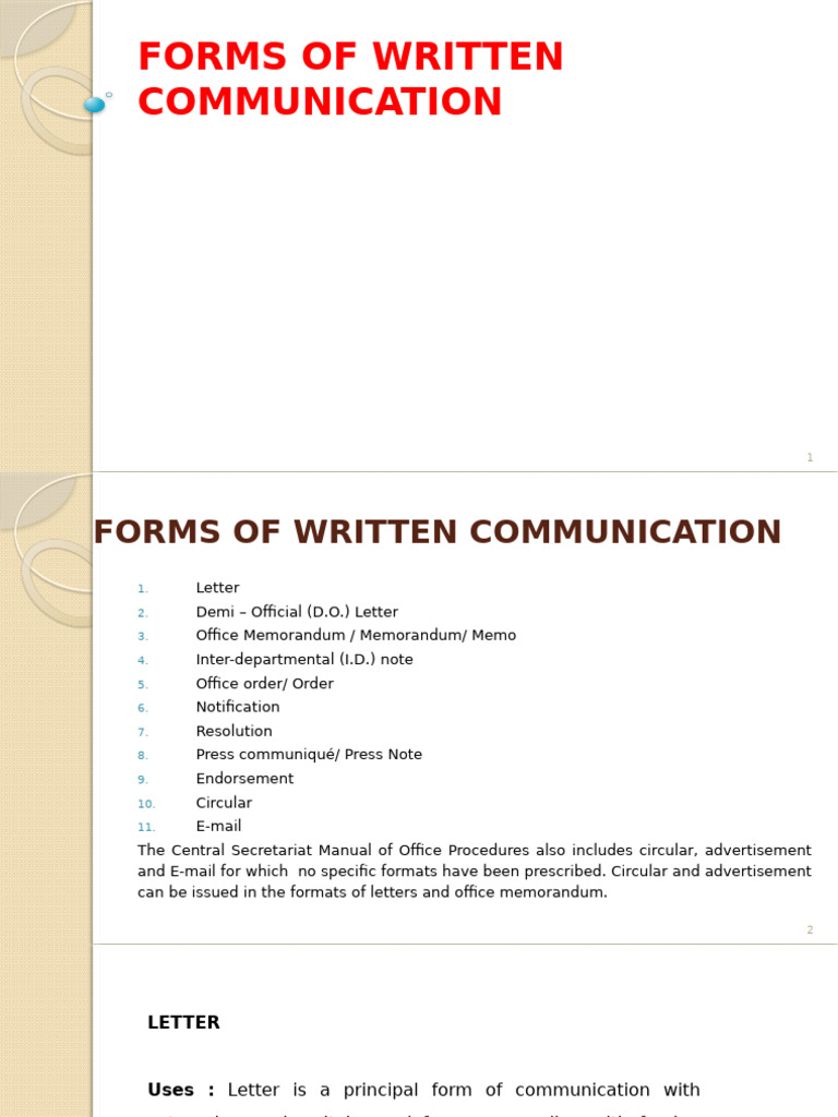 Forms of Written Communication | PDF | Memorandum