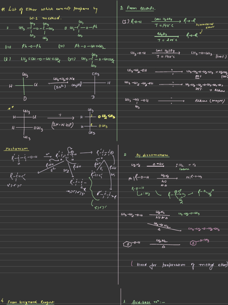 Ether Preparation and Properties Guide | PDF | Organic Chemistry ...