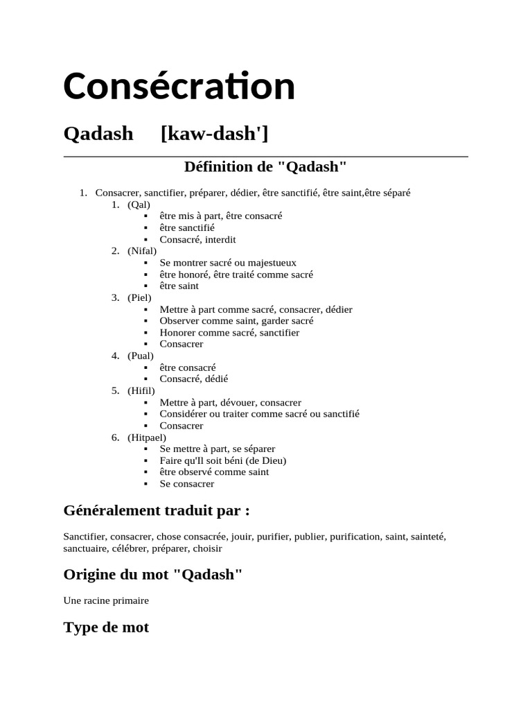 Définition de la consécration biblique | PDF | Aaron (Bible) | Onction