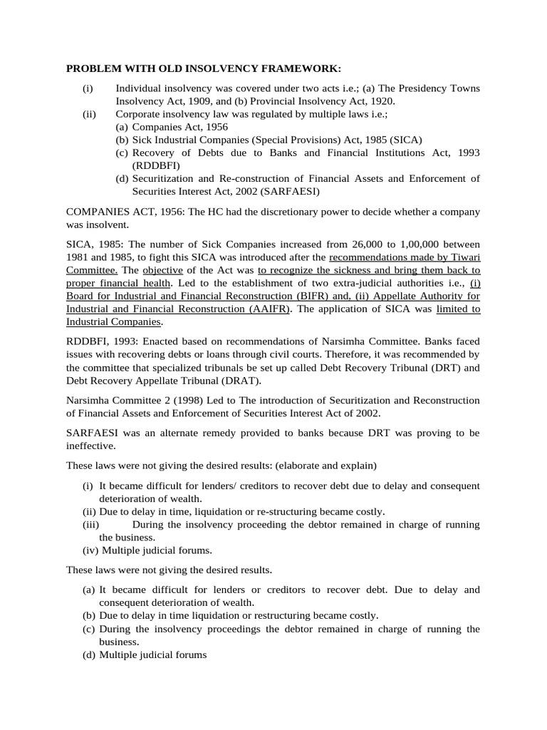 Insolvency and Bankruptcy Notes | PDF | Bankruptcy | Insolvency