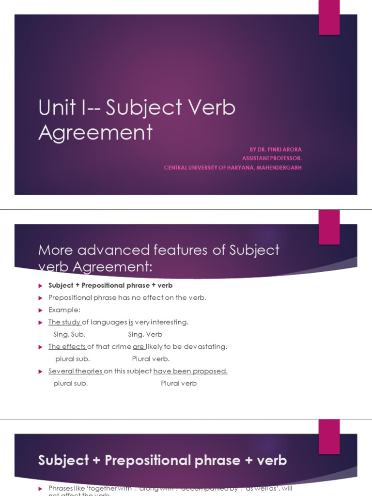 Advanced Subject-Verb Agreement Guide | PDF | Grammatical Number | Plural