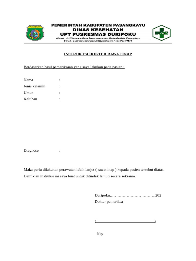 Instruktsi Dokter Rawat Inap | PDF