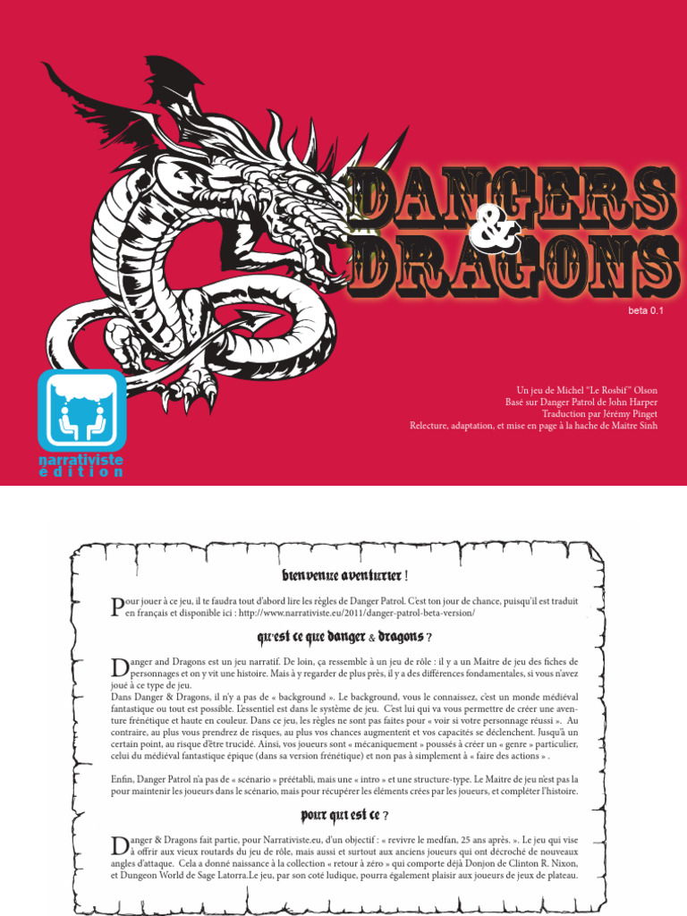 Dangers et Dragons : Jeu Narratif RPG | PDF | Vol | Jeux de rôles