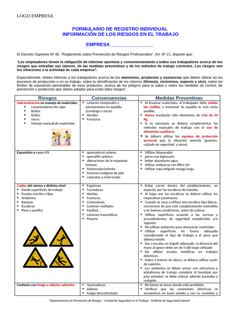 Prevención de Riesgos Laborales Esenciales | PDF | Seguridad y salud ...