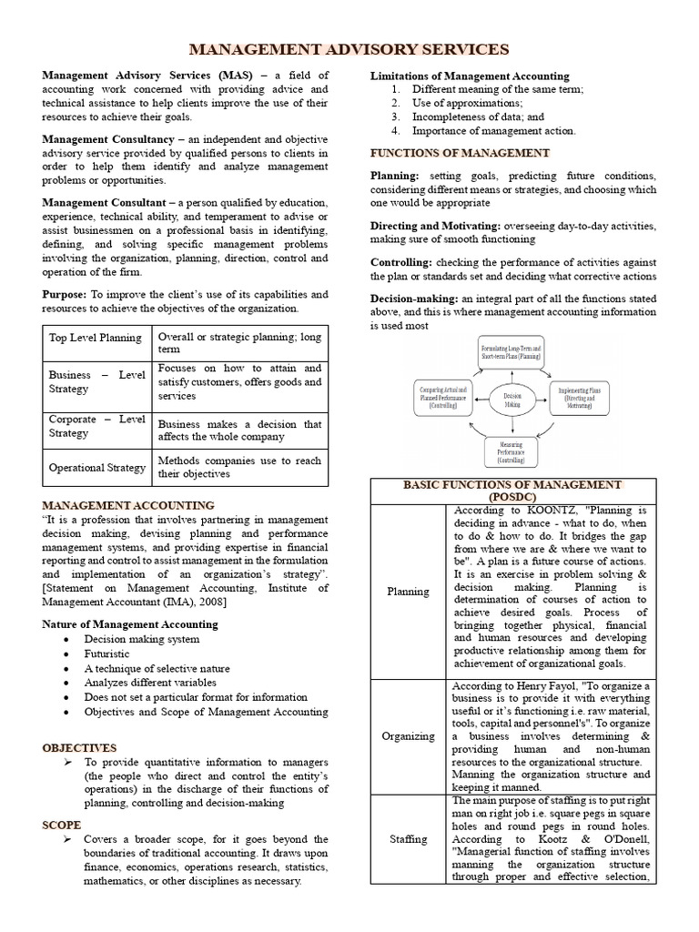 Management Advisory Services Overview | PDF | Regression Analysis ...