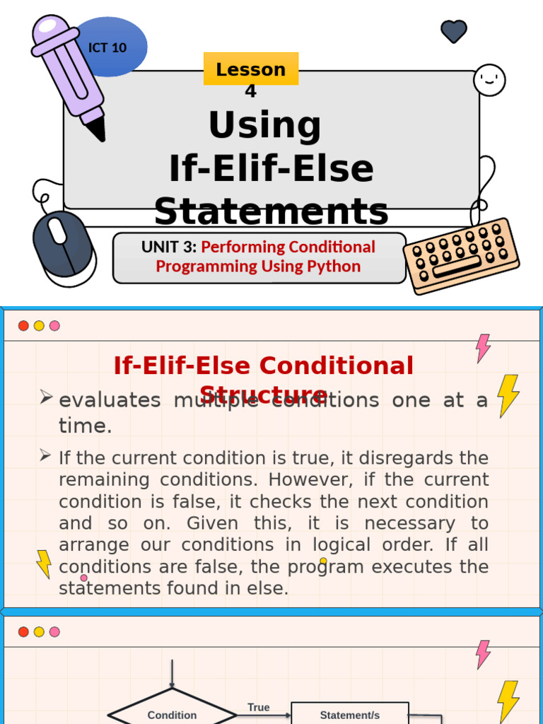 Lesson 4. USING IF ELIF ELSE STATEMENTS | PDF | Computer Engineering ...
