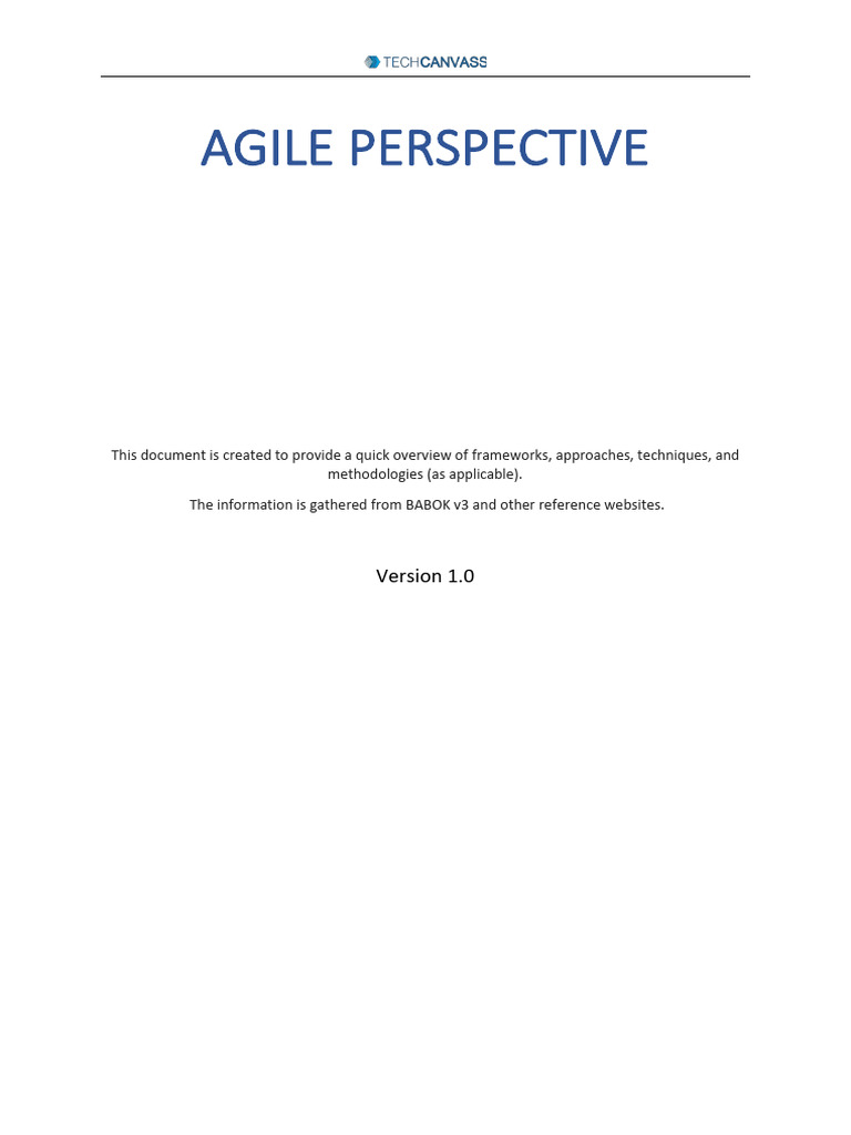 Agile Perspective - Approach - Techniques - Frameworks | PDF | Agile ...
