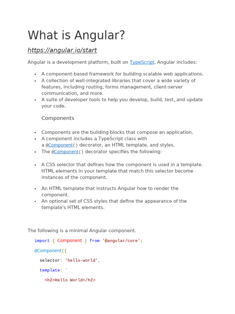 Angular Development Platform Overview | PDF | Html | Html Element