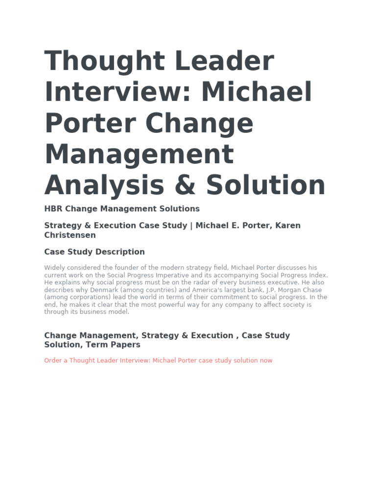 Leading Change: Insights from Michael Porter | PDF | Change Management ...