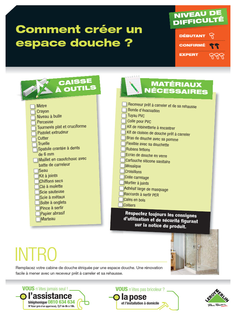 Guide d'installation d'une douche italienne | PDF | Mosaïque ...
