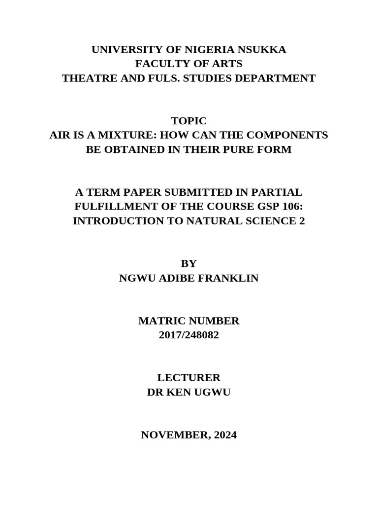 Air Composition and Separation Methods | PDF | Argon | Atmosphere Of Earth