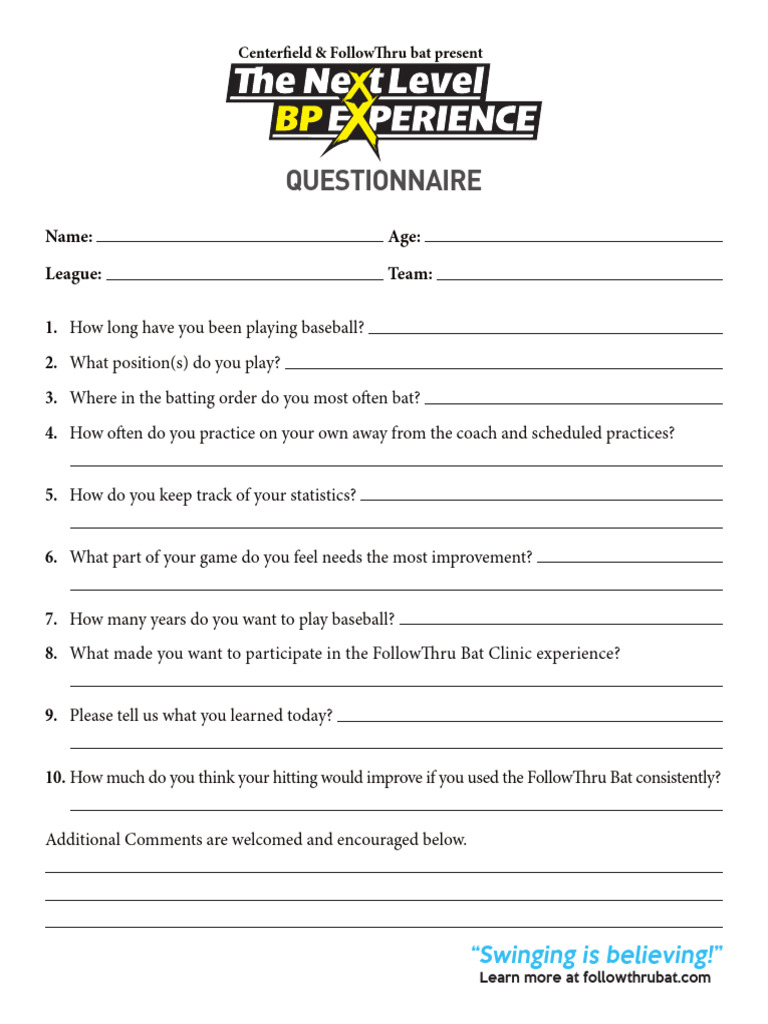 The Next Level Bp Experience Survey Pdf