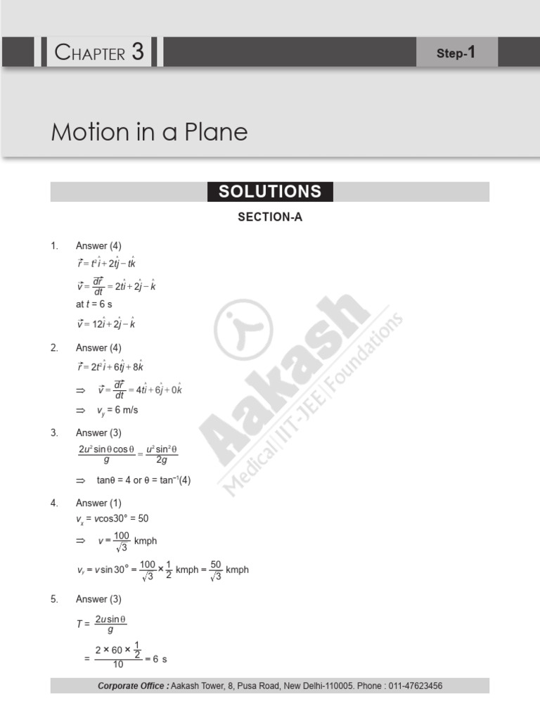 CLS ENG 24 25 XI Phy Target 2 Level 1 Chapter 3 | PDF | Acceleration ...