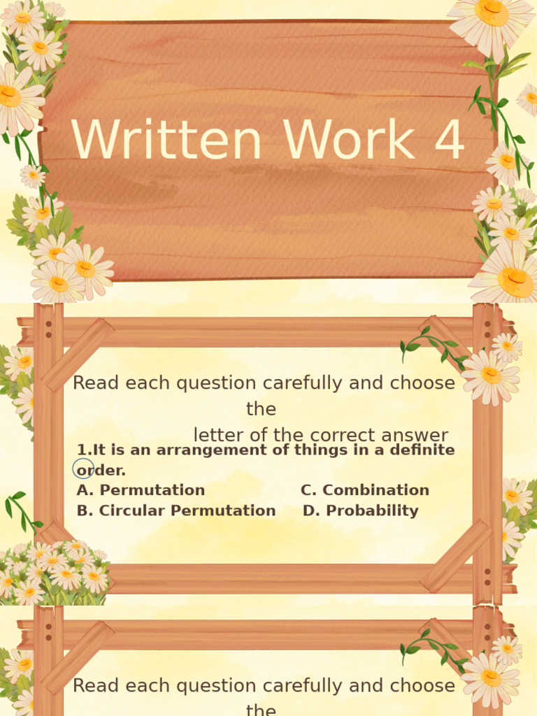 Written Work 4 Discussion | PDF | Odds | Mathematics