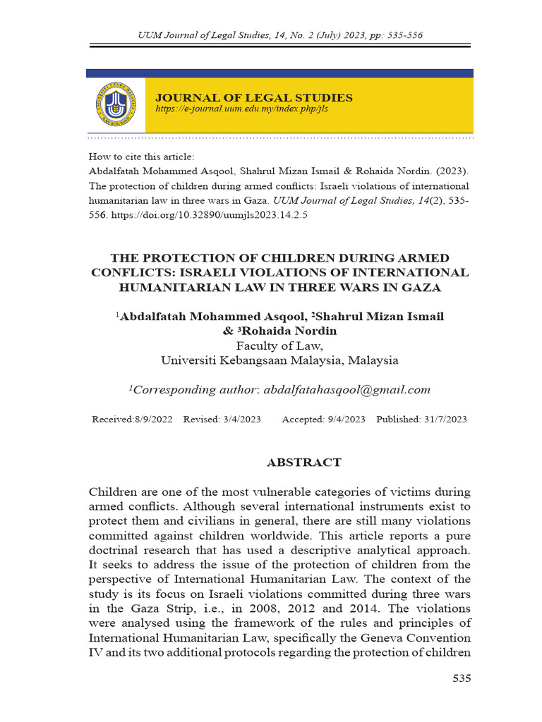 Israeli Violations of Child Protection in Gaza | PDF | International ...