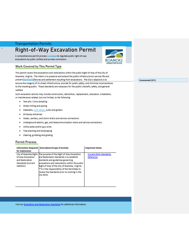 ROW EXcavation Attachment | PDF | Traffic | License