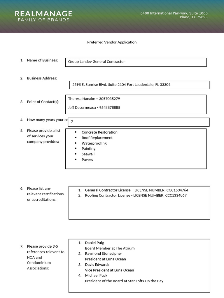 Preferred Vendor Application Form | PDF | Safety | Occupational Safety ...