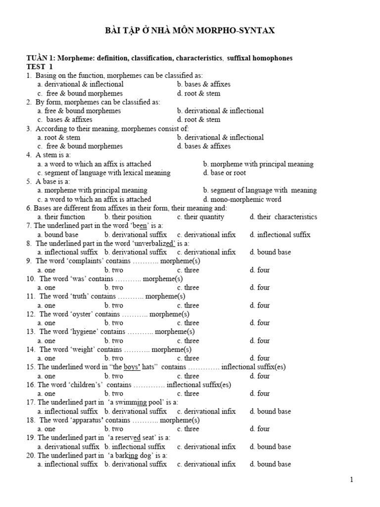Morpheme and Word Formation Exercises | PDF | Clause | Verb