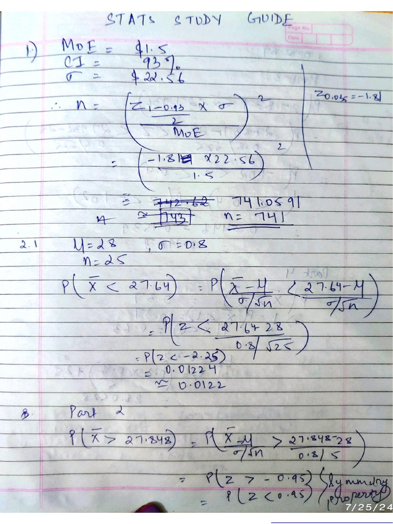 Stats Study Guide | PDF