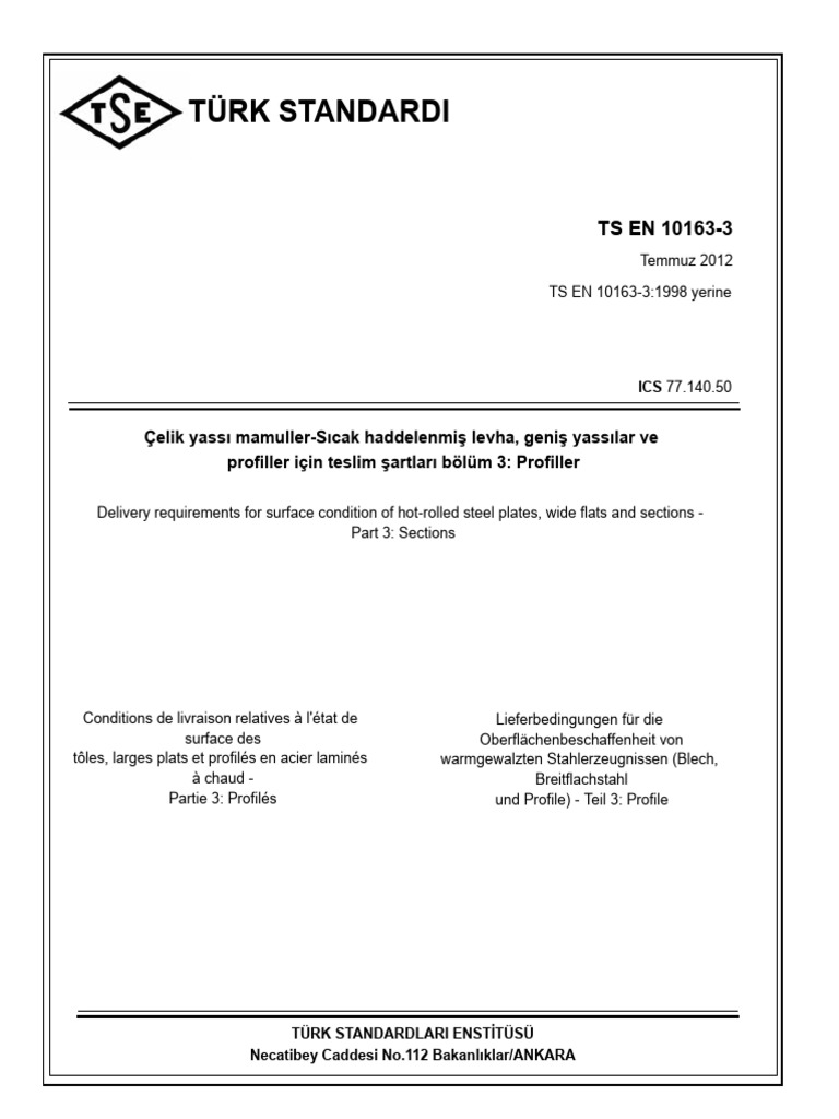 BS en 10163-3 2012 | PDF