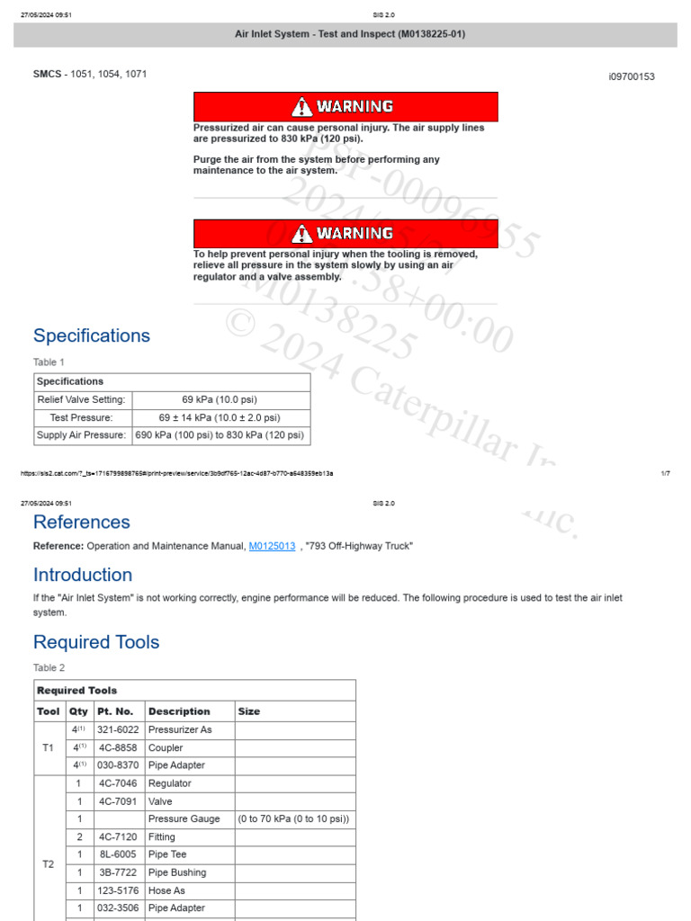 Air Inlet System Testing Procedure | PDF | Valve | Pipe (Fluid Conveyance)