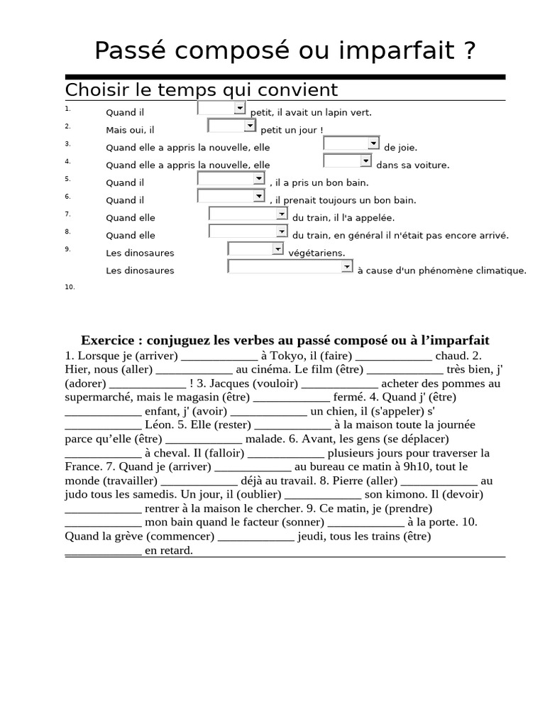 Choix entre passé composé et imparfait | PDF | Verbe