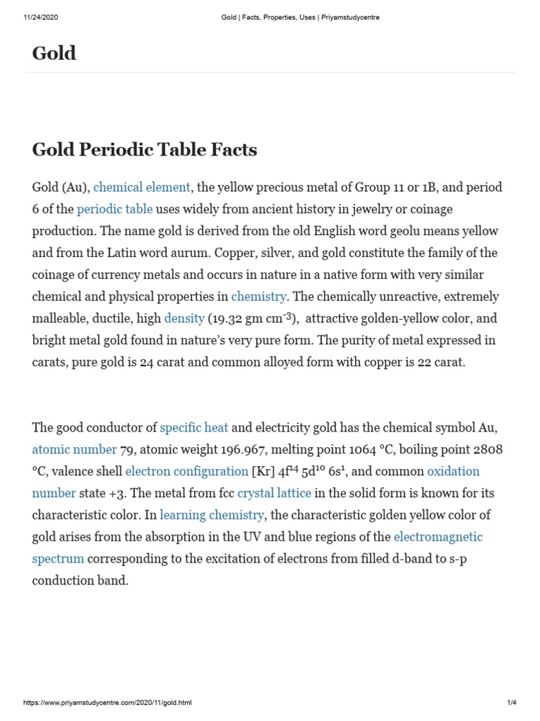 Gold_Periodic_Table | PDF | Gold | Silver