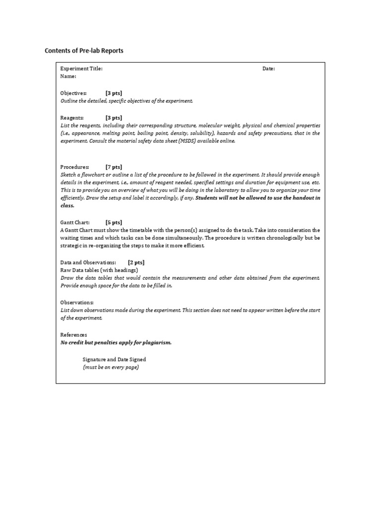Pre-lab and Post-lab Report Guidelines | PDF | Experiment | Data