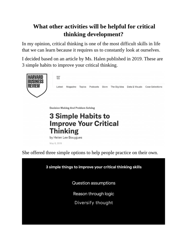 3 Habits to Enhance Critical Thinking | PDF | Critical Thinking | Thought