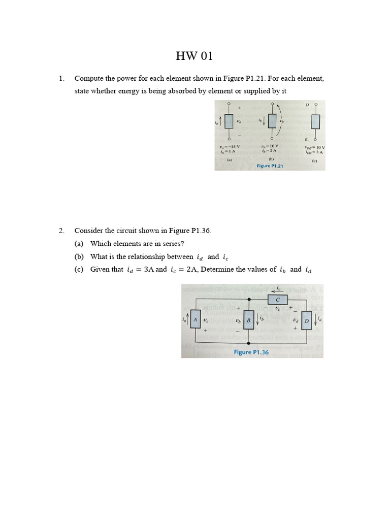 Power Calculation for Circuit Elements | PDF