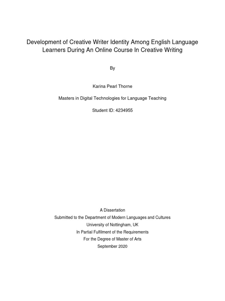 Development of Creative Writer Identity | PDF | Instructional Design ...